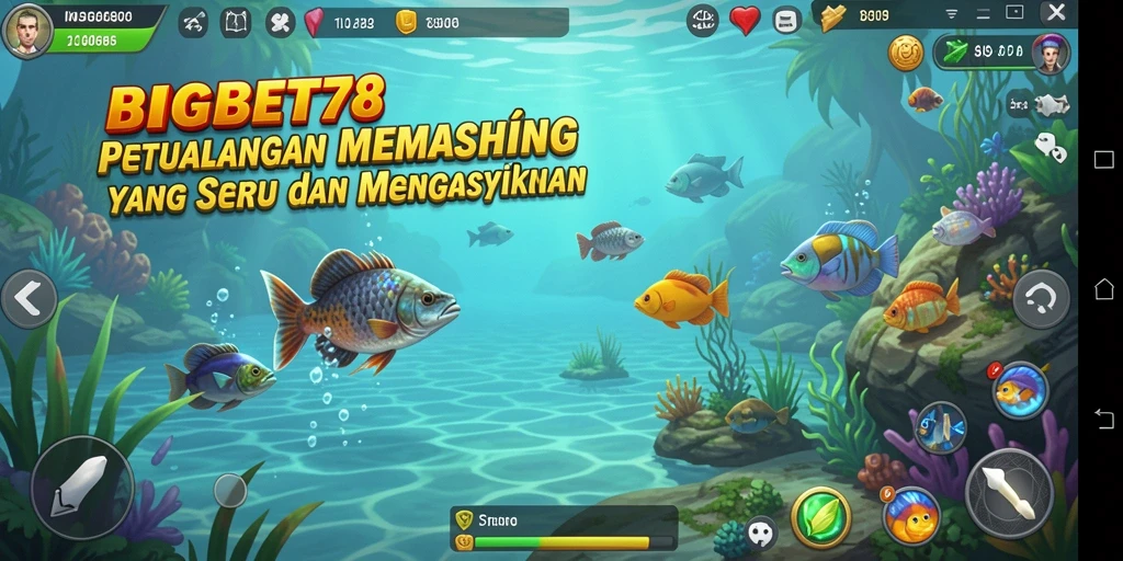 Screenshot menunjukkan gameplay yang menarik dari BIGBET78 dengan berbagai ikan yang bisa ditangkap.