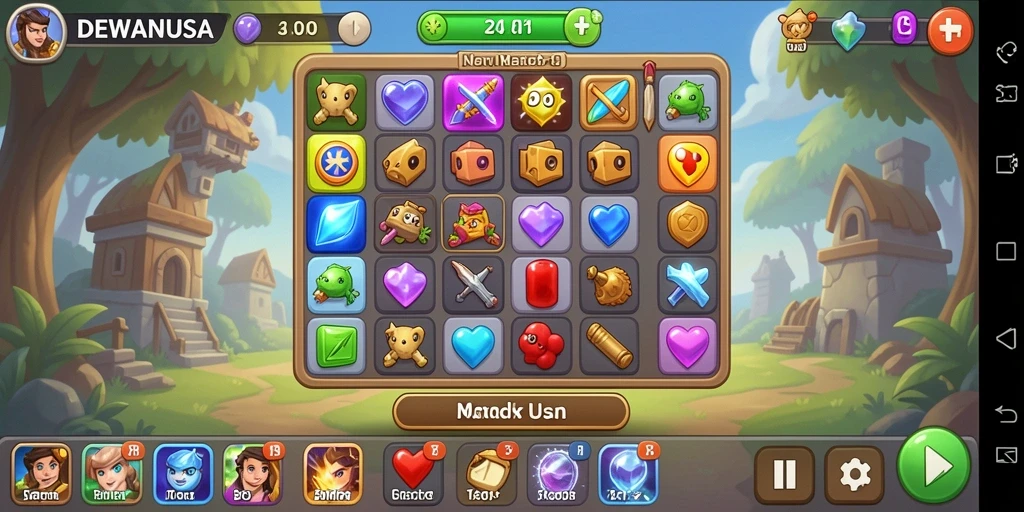 Tampilan gameplay seru DEWANUSA dengan aksi mencocokkan yang menantang.