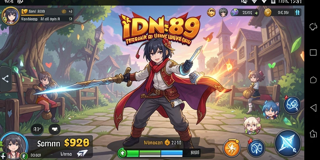Tampilan gameplay menampilkan aksi karakter anime yang menegangkan.