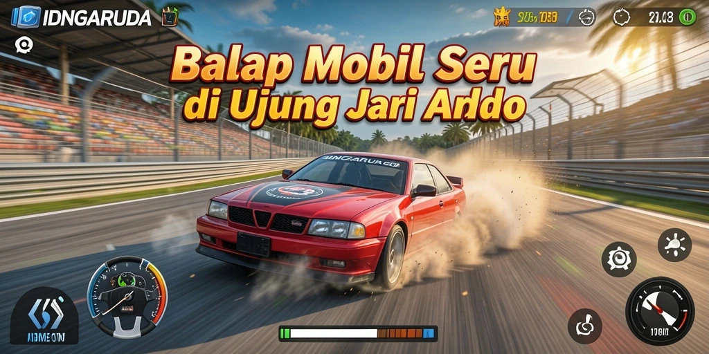 Gameplay balapan seru IDNGARUDA dengan mobil cepat dan lintasan menantang.