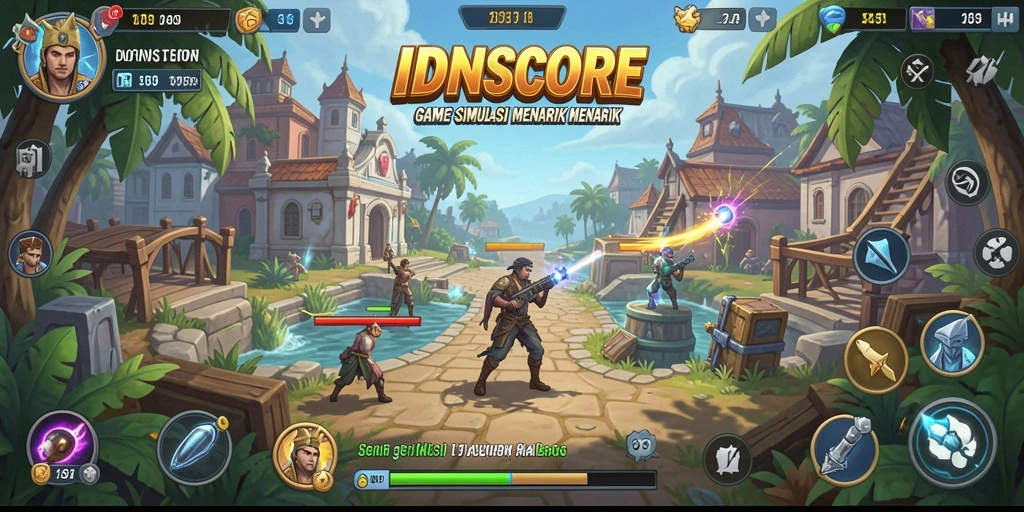 Tampilan gameplay menarik dari IDNSCORE dengan elemen simulasi.