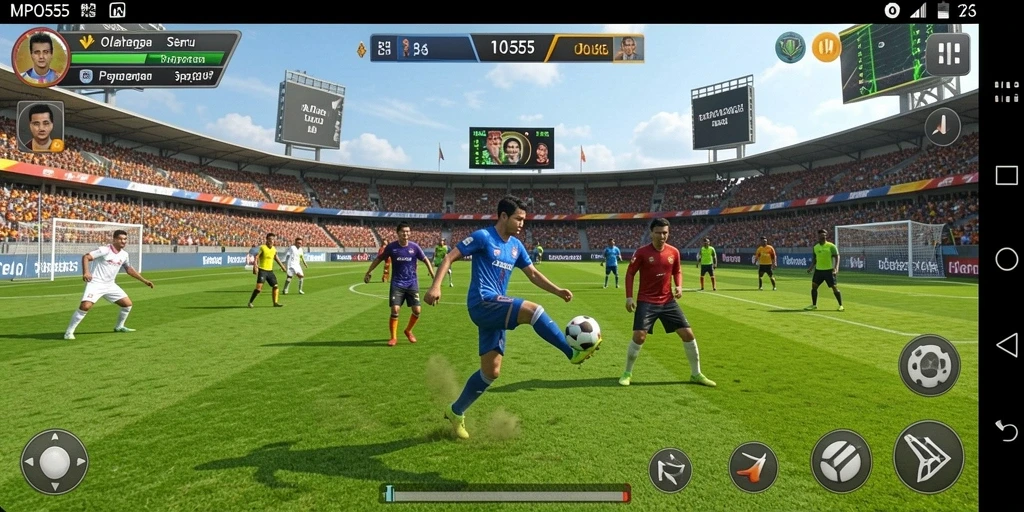 Tampilan gameplay MPO555 yang seru dan mendebarkan dalam arena olahraga.