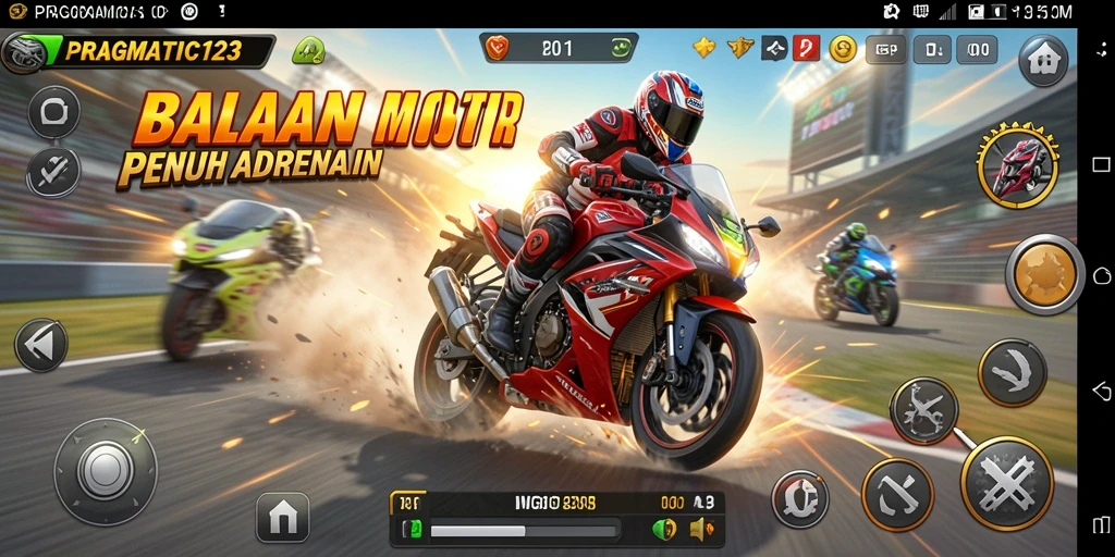 Tampilan gameplay balapan motor yang mendebarkan di PRAGMATIC123.